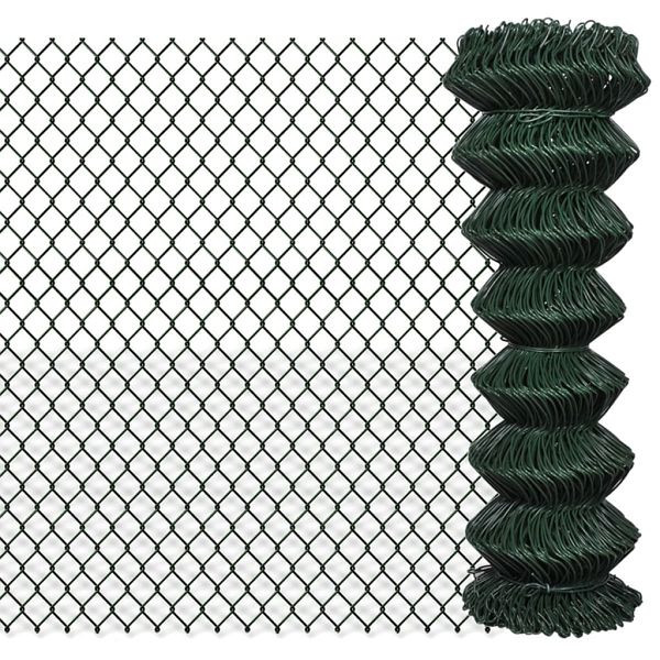 vidaXL Maschendrahtzaun Stahl 1,25x15 m Grün, PVC, 140345