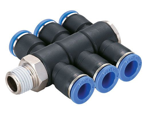 timmer B-TVTEdk3-6-3/8-KU, T-Verteiler-Einschraubverschraubung mit konischem Gewinde, Schlauch-Ø: 6 mm, Gewinde: 3/8", VE: 3 Stück, 03180686