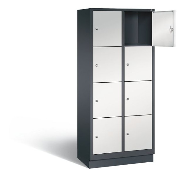 C+P Schließfachschrank Evolo, H1800xB810xT500mm, Farbe: Schwarzgrau / Lichtgrau, 48020-224 S10074