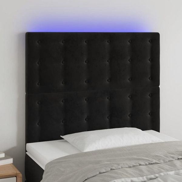 vidaXL LED Kopfteil Schwarz 90x5x118/128 cm Samt, 3122896