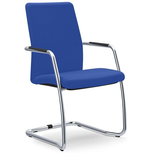 Deskin Besucherstuhl OSTRIA DV 4 - Rückenlehne hoch, Freischwingergestell verchromt, Bezug Stoff AF blau, 359250