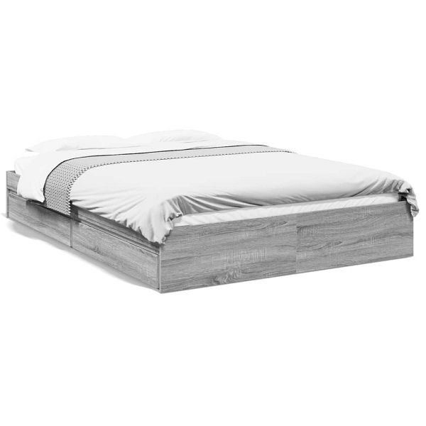 vidaXL Bettgestell mit Schubladen Grau Sonoma 150x200 cm Holzwerkstoff, 3280655