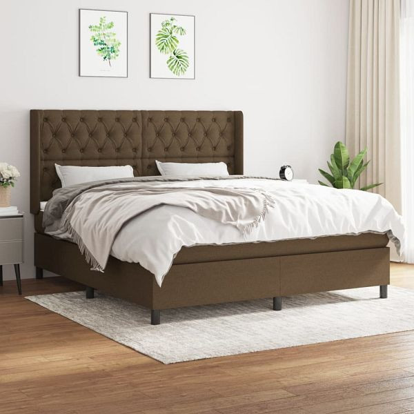 vidaXL Boxspringbett mit Matratze Dunkelbraun 160x200 cm Stoff, 3131684