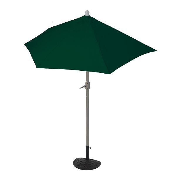 Mendler Sonnenschirm halbrund Parla, Halbschirm Balkonschirm, UV 50+ Polyester/Alu 3kg, 300cm grün mit Ständer, 97737+35128