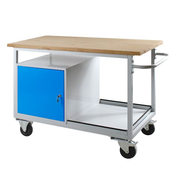 ADB Mobile Eko Werkbank "Typ Tischwagen" mit 1 Tür und Ablageboden, RAL 7035/5012, 41922