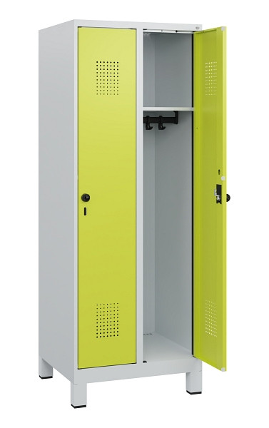 C+P Spind Evolo PLUS, Füße, 2 Abteile, 1630x600x500mm, 7035/0024, Drehriegel, 0490105-20 S10015