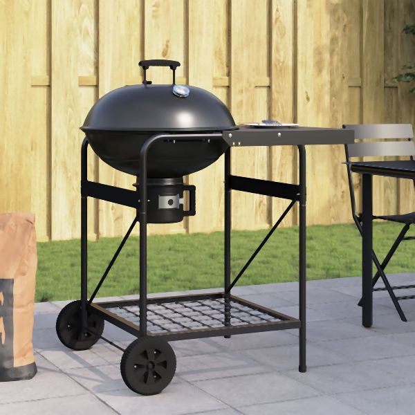 vidaXL Grillwagen Schwarz mit Deckel 96x72x113 cm Metall, 42003856
