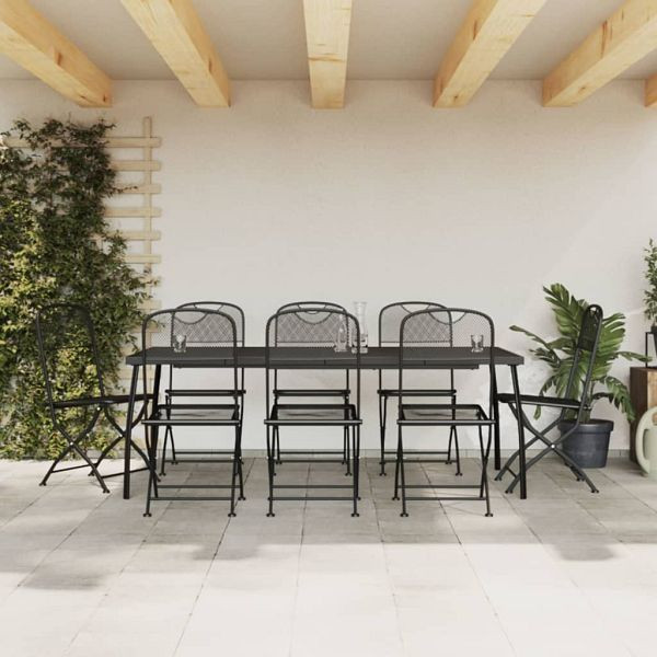 vidaXL 9-teilig Garten-Essgruppe Anthrazit Streckgitter, 3211816