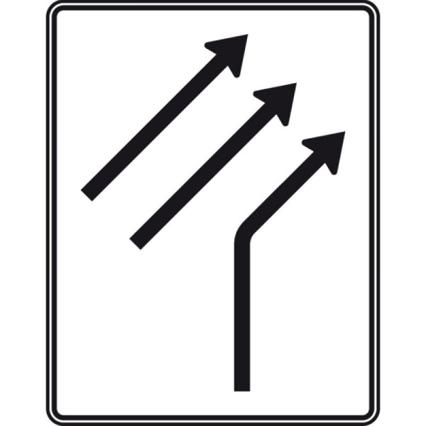 Stein HGS Zusammenführungstafel an einmündender Strecke, einstreifig plus zweistreifig durchgehend, Nr. 551-21, RA1/Alform, ohne Entfernungsangabe, 1600x1250mm, 551-21-112