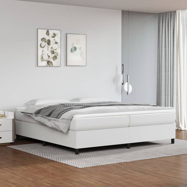 vidaXL Bettgestell Weiß 200x200 cm Kunstleder, Material: Kunstleder (75% Polyvinylchlorid, 5% Baumwolle, 20% Polyester), Sperrholz, Holzwerkstoff, 3121066