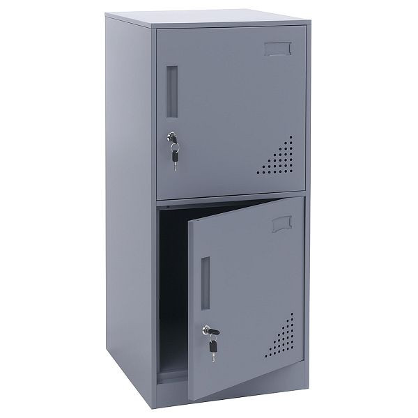 Mendler Spind HWC-P63, Schließfach Wertfachschrank Schließfachschrank 2 Türen, 90x38x45cm Stahl, grau, 122510