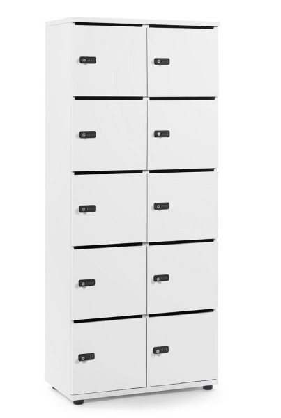 Deskin Schließfachschrank OFFICE-LINE mit 10 Fächern, Weiß, 800 x 420 x 1890 mm, mit Posteinwurf, 10 Abteile, Korpus: Weiß, 290121