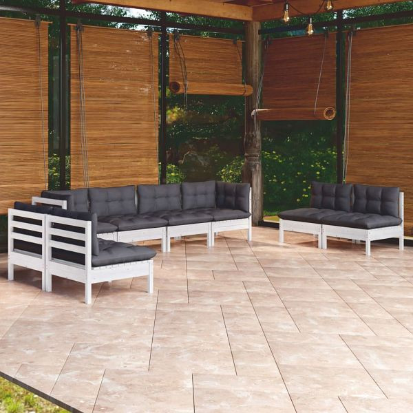 vidaXL 8-teilig Garten-Lounge-Set mit Kissen Kiefer Massivholz, 3096233