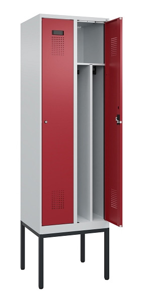 C+P Spind Evolo PLUS, Gestell, 2 Abteile, 2120x600x500mm, 7035/3003, Verschluss Zylinderschloss, 0490307-20F S10031