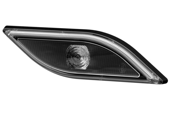 HELLA Positionsleuchte, Shapeline Style Small, LED, 24/12V, geklebt/Anbau, grau, LED-Lichtfarbe: weiß, 250mm, AMP, rechts/vorne rechts, 2PF 013 324-021