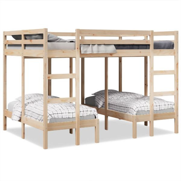 vidaXL Dreifach-Etagenbett 140x200/70x140 cm Massivholz Kiefer, 3308577
