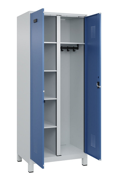 C+P Wäsche-/Garderobenspind Evolo PLUS, mit Füßen, 2 Abteile, 1950x800x500mm, 7, Frontfarbe RAL 5023 Fernblau, Zylinderschloss, 049610-22 S10035