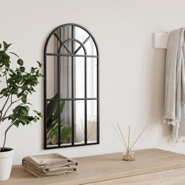vidaXL Wandspiegel Schwarz 30x60 cm Gewölbt Eisen, 358624