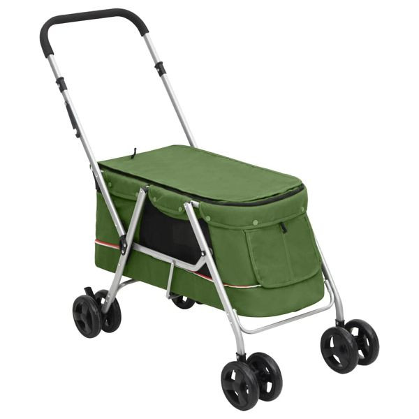 vidaXL Hundewagen Faltbar Grün 100x49x96 cm Leinenstoff, 172204