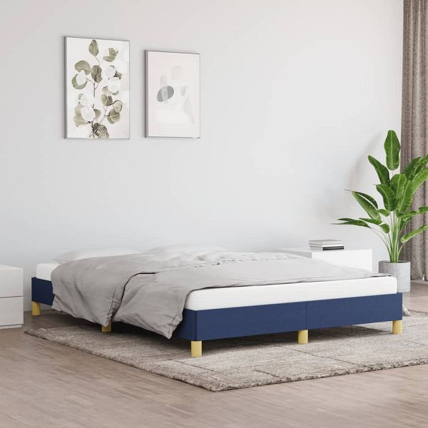 vidaXL Bettgestell Blau 160x200 cm Stoff, Material: Stoff (100% Polyester), Sperrholz, Holzwerkstoff, 346832
