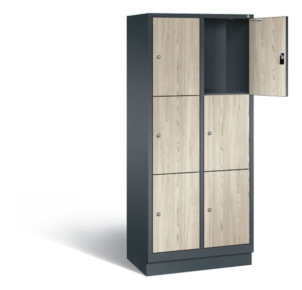 C+P Schließfachschrank Evolo, H1800xB810xT500mm, Farbe: Anthrazitgrau / Dekor Sen-Esche, 48020-223 S10224