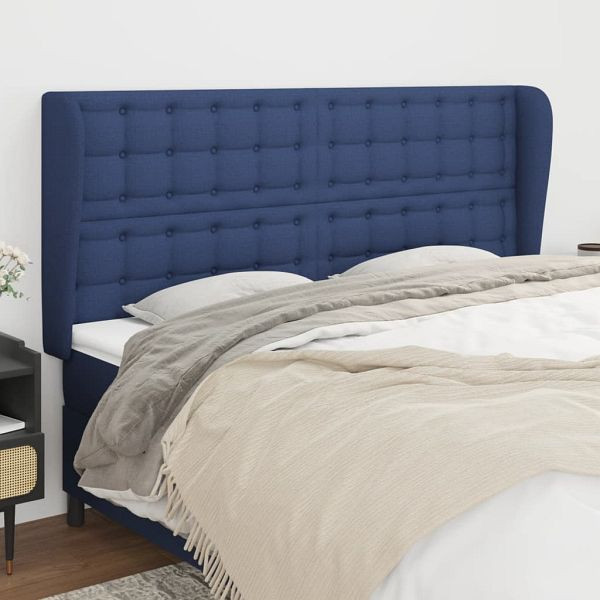 vidaXL Kopfteil mit Ohren Blau 163x23x118/128 cm Stoff, 3118402