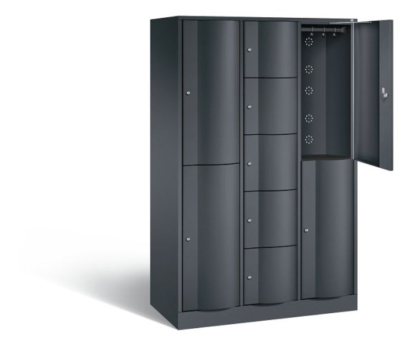 C+P Kombi-Schließfachschrank Resisto, H1950xB1148xT540mm, Farbe: Schwarzgrau, 8070-3720 S10022