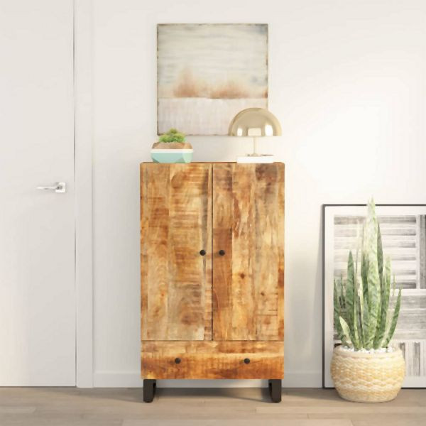 vidaXL Highboard mit Schublade 60x33x100 cm Massivholz Mango & Eisen, 352933