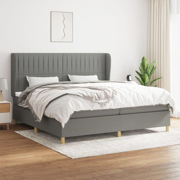 vidaXL Boxspringbett mit Matratze Dunkelgrau 200x200 cm Stoff, 3128710