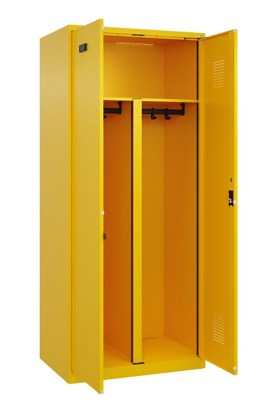 C+P PSA Schwarz-Weiß-Spind Evolo PLUS, 2 Abteile, 1850x800x500mm, 1023/1023, Zylinderschloss, 049002-22P S10049