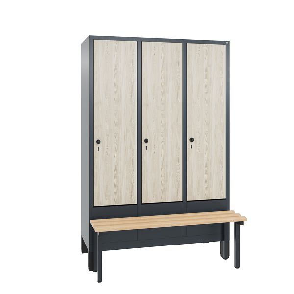 C+P Spind Evolo, 3 Abteile, H1850xB1200xT815 mm, Anthrazit/MDF Esche, 48030-32 S10365