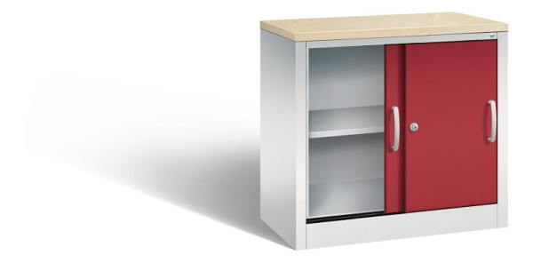 C+P Sideboard mit Schiebetüren Acurado, H720xB800xT400mm, Farbe: Lichtgrau / Rubinrot, Bügelgriff, 2 OH, 5722-00 S10445