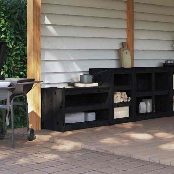 vidaXL Outdoor-Küchenschränke 2 Stück Schwarz Massivholz Kiefer, 3196132