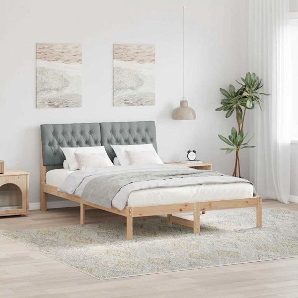 vidaXL Bettgestell mit gepolstertem Kopfteil Braun 160 x 200 cm, 3394388