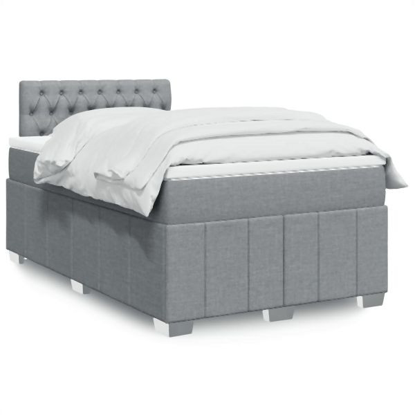vidaXL Boxspringbett mit Matratze Hellgrau 120x200 cm Stoff, 3289342