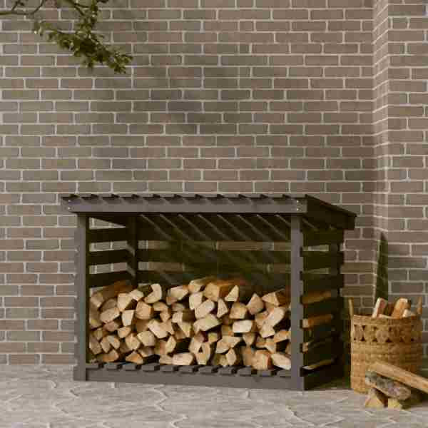 vidaXL Kaminholzregal Grau 108x73x79 cm Massivholz Kiefer, 822229