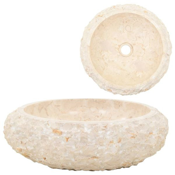 vidaXL Waschbecken 40x12 cm Marmor Creme, rustikaler Charme, 142777