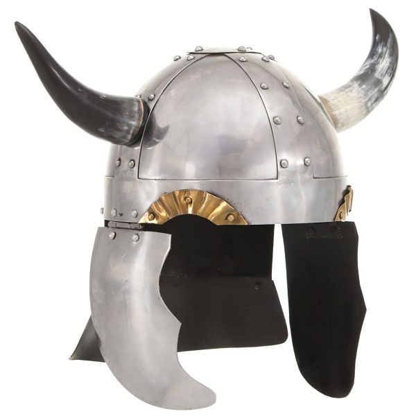 vidaXL Fantasy Wikingerhelm LARP Silbern Stahl, Cosplay, 286205