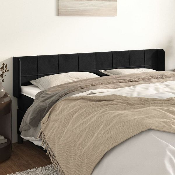 vidaXL Kopfteil mit Ohren Schwarz 163x16x78/88 cm Samt, 3118824