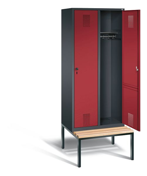 C+P Garderobenschrank Evolo, H2090xB810xT815mm, Farbe: Schwarzgrau / Rubinrot, 48050-22 S10010