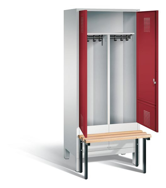 C+P Schwarz-Weiss-Spind Evolo, H1850xB810xT815mm, Farbe: Lichtgrau / Rubinrot, 48032-22 S10017