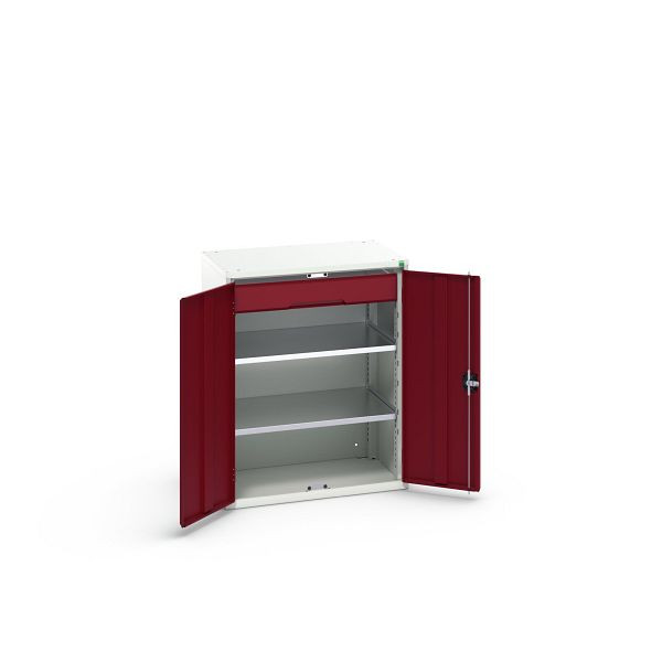 bott verso Flügeltürschrank mit Schubladen, mit 2 Fachböden und 1 Schublade, BxTxH: 800 x 550 x 1000 mm, Lichtgrau / Purpurrot, 16926452.24
