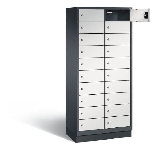C+P Schließfachschrank Evolo, H1800xB810xT500mm, Farbe: Schwarzgrau / Lichtgrau, 48020-2210 S10021