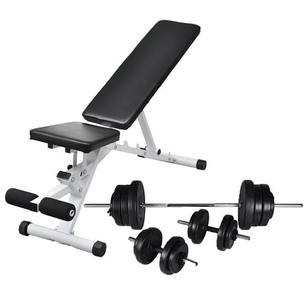 vidaXL Hantelbank mit Langhantel und Kurzhantel Set 60,5 kg, 275347