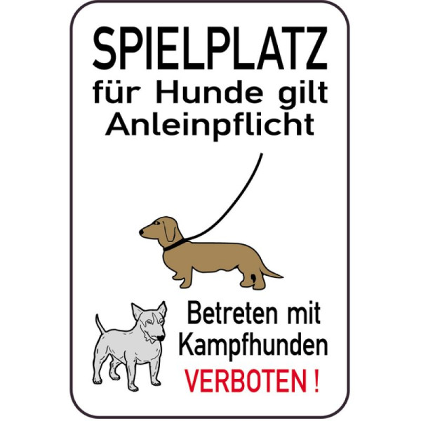 Stein HGS Hundeschild, SPIELPLATZ für Hunde gilt Anleinpflicht - Betreten mit Kampfhunden VERBOTEN!, 14887