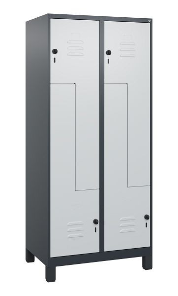 C+P Z-Spind Classic PLUS, Füße, 4 Abteile, 1800x800x500mm, 7016/7035, Drehriegel, 0800137-224 S10013