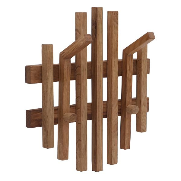 MCA Garderobenpaneel HWC-P57, Wandgarderobe Garderobenleiste Holzgarderobe, Massiv-Holz 40x38cm Eiche, 119393