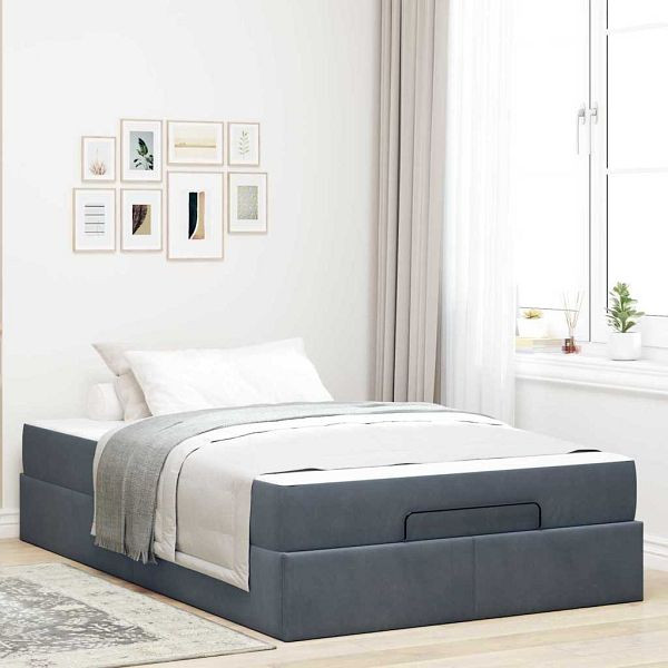 vidaXL Bettgestell mit Matratze Dunkelgrau 120 x 190 cm Samt, 3399547