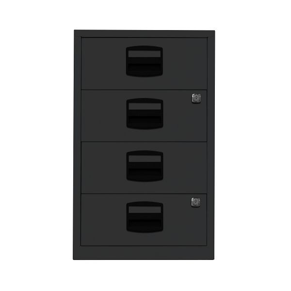 Bisley Home Beistellschrank PFA, 4 Universalschubladen, 133 schwarz antibakteriell, PFA4S133
