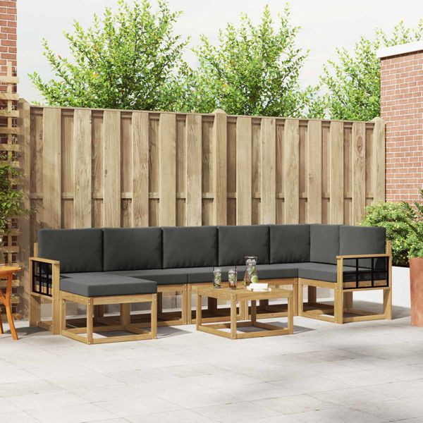 vidaXL Outdoor-Sofagarnitur 8-teilig Weiß und Anthrazit Polyester, 3387991